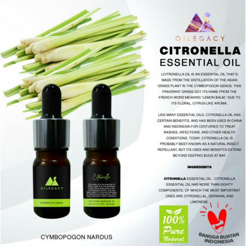 ESSENTIAL OIL CITRONELLA | CITRONELLA | SEREH WANGI | DIFFUSER | DROPPER | BOTOL PIPET