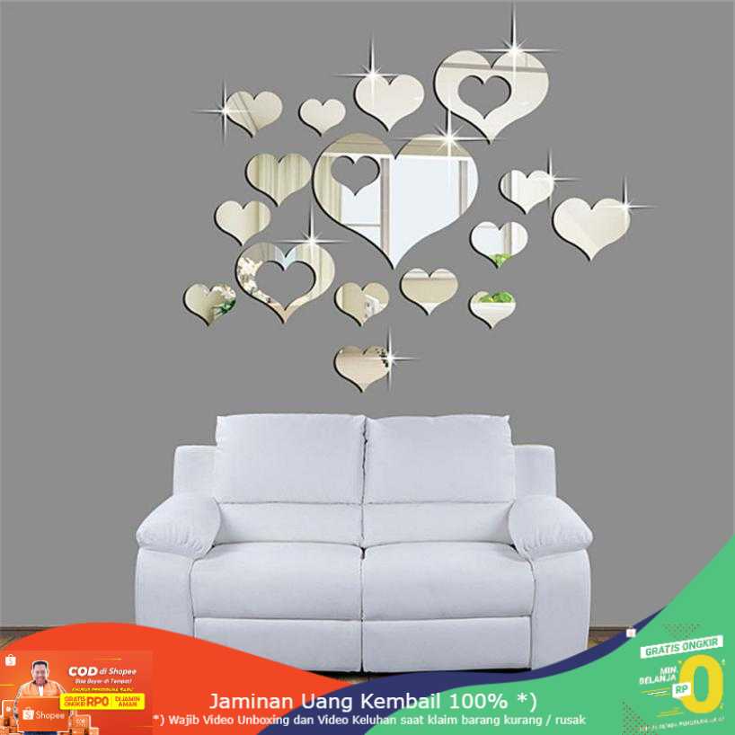 (BISA COD) RVOSTR SOLEDI Sticker Dekorasi Dinding Love Mirror Acrylic 15 PCS - SL08