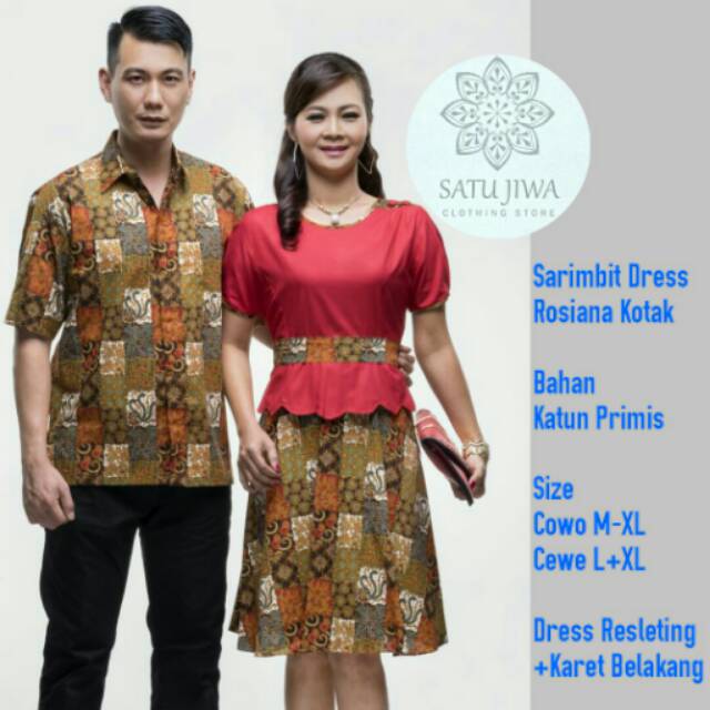 Sarimbit dress batik rosiana kotak batik couple modern seragam batik kantor jumbo big size