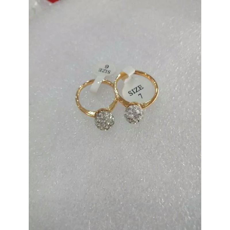 Cincin Titanium wanita Bola Crystal anti karat