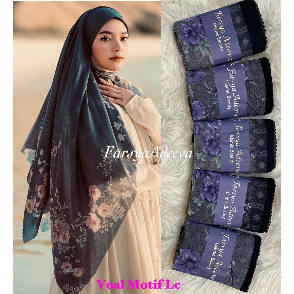 Kerudung segiempat motif terbaru segiempat motif deenay kw bahan voal grosir segiempat motif termurah Safa Hijab-ALAMANDA BLACK