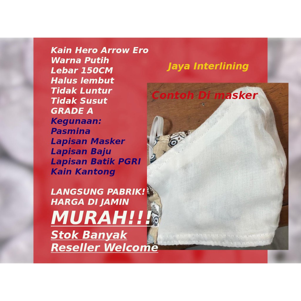 Kain Furing Hero Arror Hero Kain Kantong Lapisan Masker LEBAR 150CM