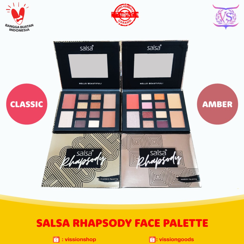 ✿ VISSION ✿ SALSA RHAPSODY FACE PALETTE EYESHADOW CONTOUR HIGHLIGHTER BLUSH ON BPOM EYE SHADOW PALET