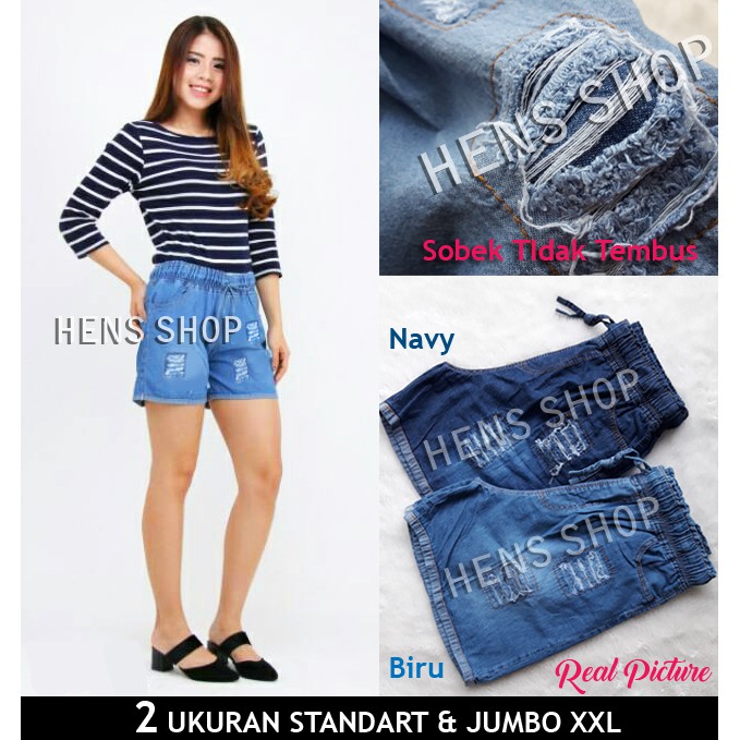 CELANA PENDEK HOTPANTS SOBEK STANDART dan JUMBO XXL