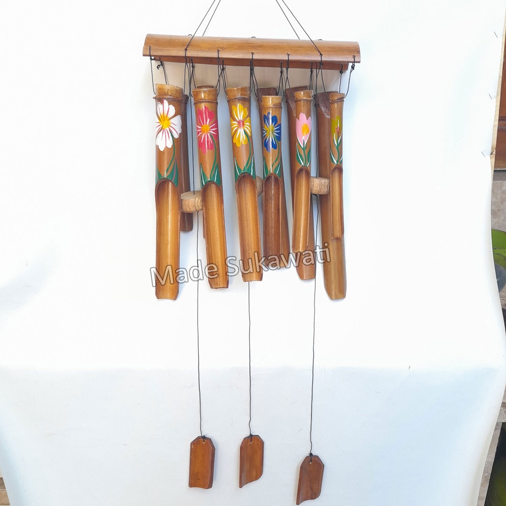 Windchimes Lonceng bel hiasan bambu jejer 12 kerajinan wind chime Bali