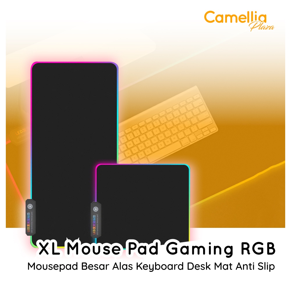 XL Mouse Pad Gaming RGB LED Light 7 Warna Mousepad Besar Alas Keyboard Desk Mat Anti Slip