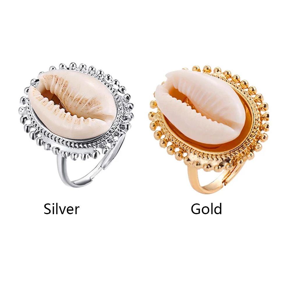 R-flower Shell Stack Ring Surfing Aksesoris Wanita Bohemia Charms Ring