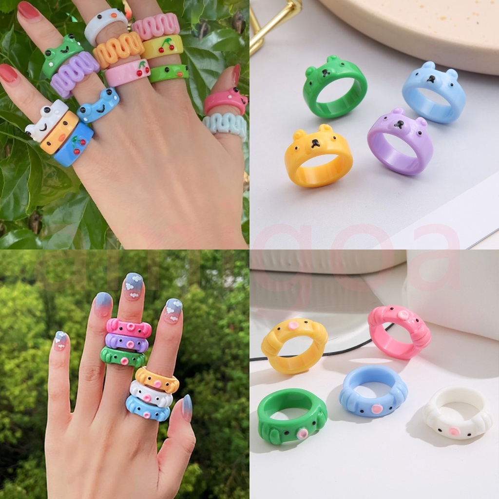 Cincin Resin Bentuk Kodok / Ayam Untuk Pria / Wanita