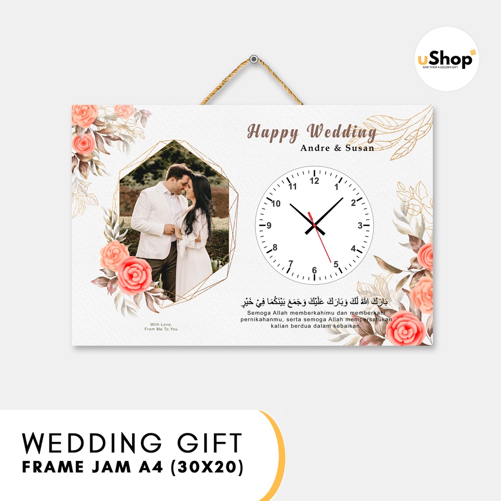 Wedding Gift Jam Dinding Kado Pernikahan Custom Hadiah Unik Pernikahan