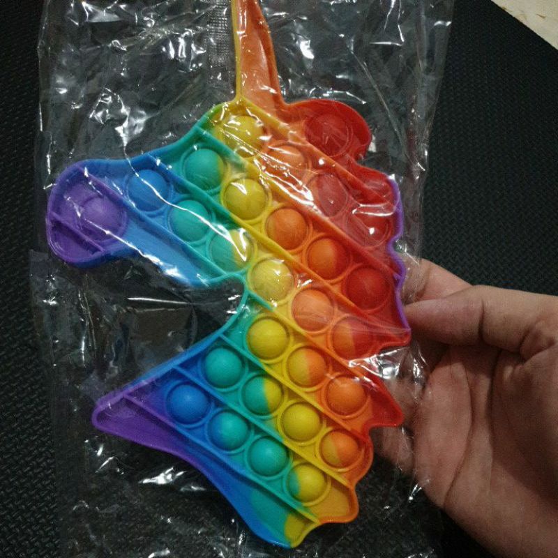 POP IT Karakter Hewan Rainbow Macaron Sugus UV | POPIT Binatang Unicorn Kupu-kupu Dino Godzilla-Unicorn Rainbow