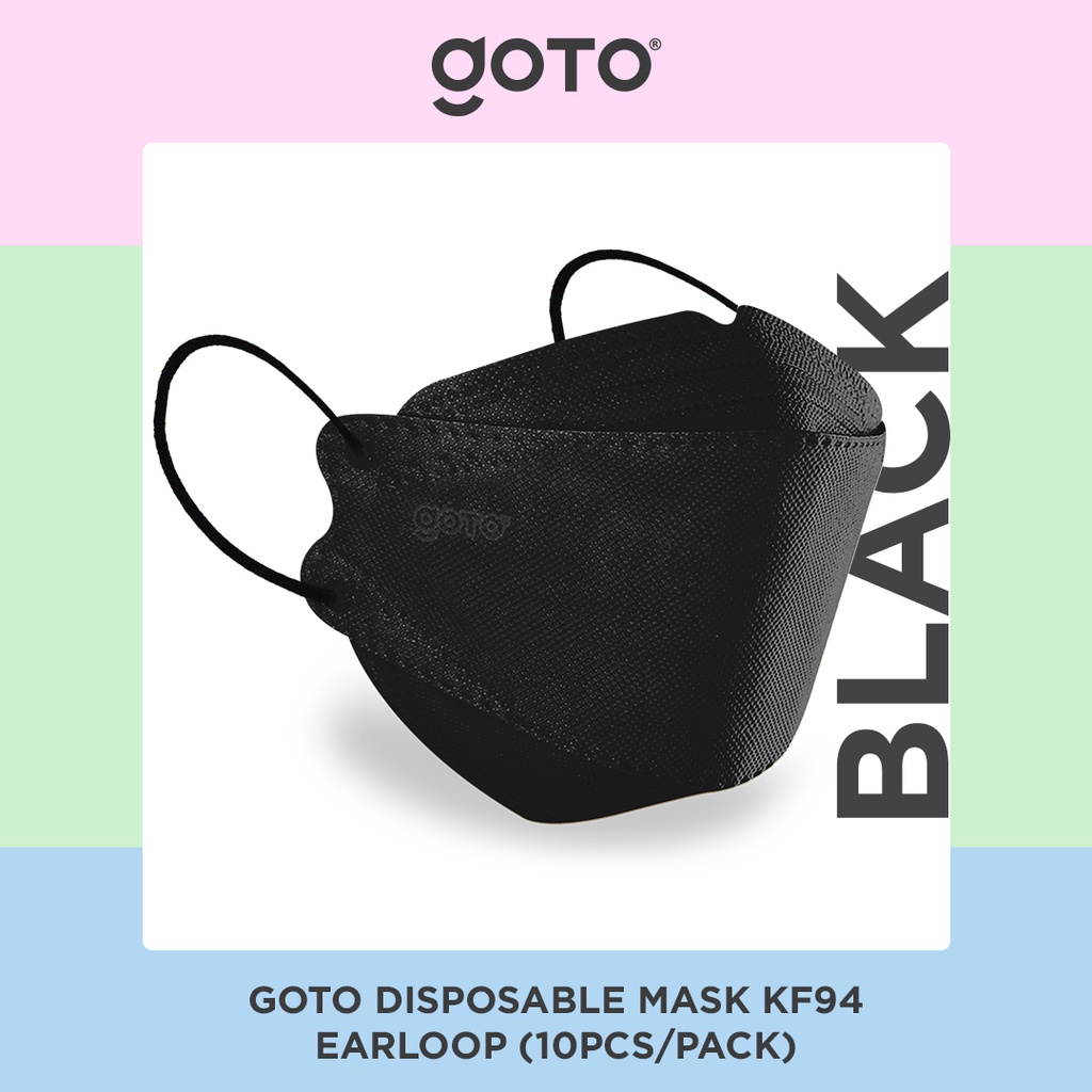 Goto KF94 Disposable Mask 4 Ply Masker Earloop 4Ply Kesehatan KF 94-Black