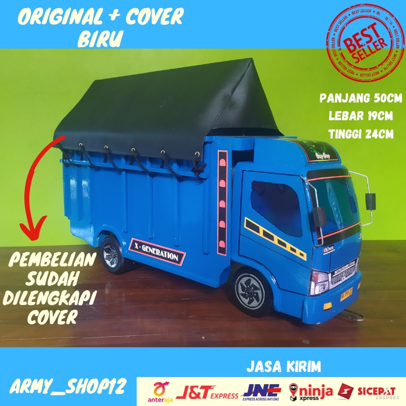 Truk Oleng Miniatur Kayu Terpal Murah Jumbo Mobil Mobilan Anak Laki Laki Miniatur Truk Oleng Kayu As