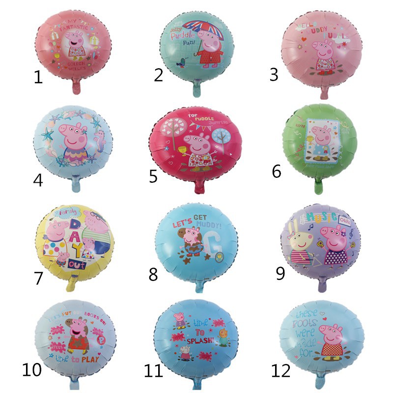 1 Buah Peppa Pig Balon Foil 18 Inci Kartun Paige Bola Udara Anak-anak