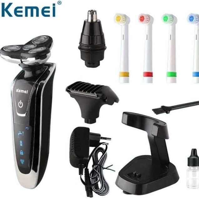 Kemei Alat Cukur Elektrik 4in1 Sikat Gigi Shaver Trimmer Razor KM-5181