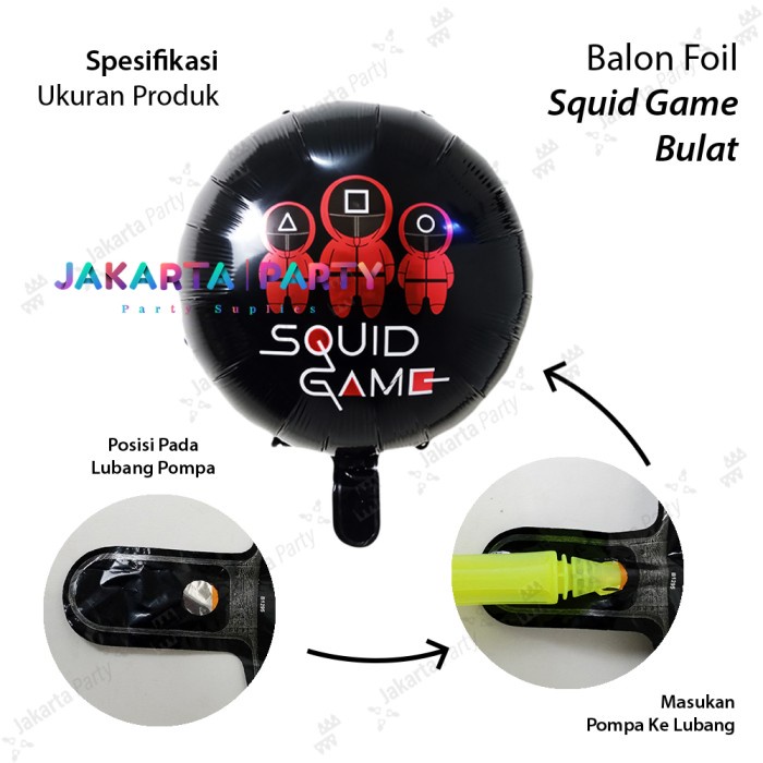 Balon Foil Bulat Squid Game / Balon Karakter Bulat Squid Game