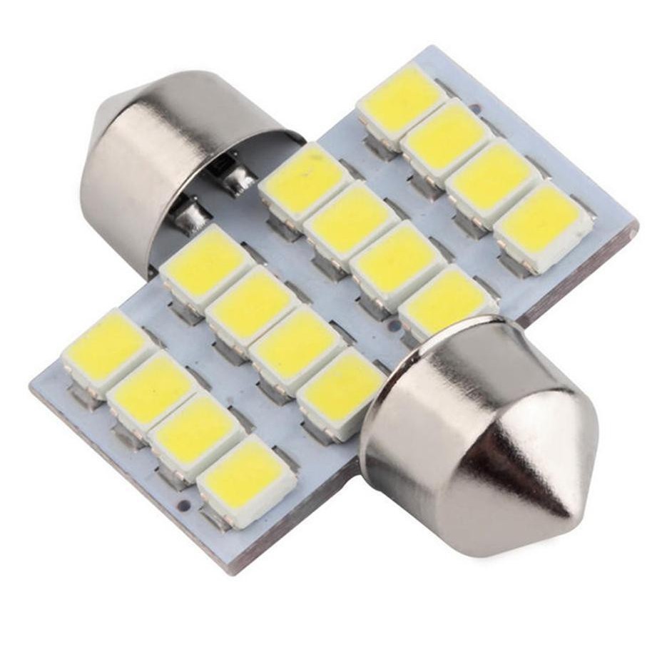 1pcs Lampu Mobil 31MM 16SMD 3528 1210 Mobil LED Pointer Ganda Atap Cahaya