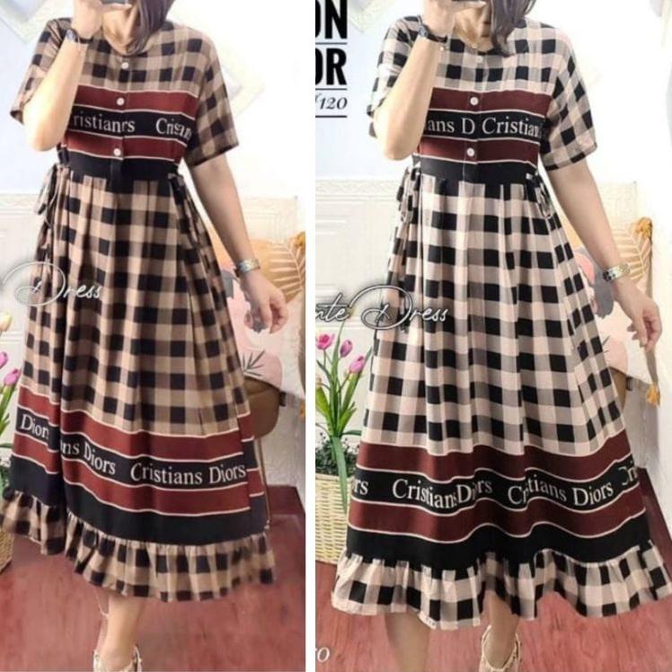 Bagus Dipakai.. [ PROMO ] MIDI DRESS ARKEN KEKINIAN | DRESS DIOR RAYON ARMOR VIRAL PREMIUM LD 110