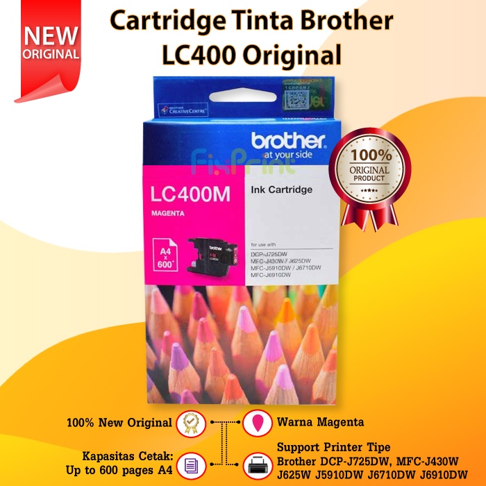 Cartridge Tinta Brther LC400 LC400BK LC-400, New Original Ink Printer DCP-J725DW MFC-J430W J625W J5910DW J6710DW J6910DW