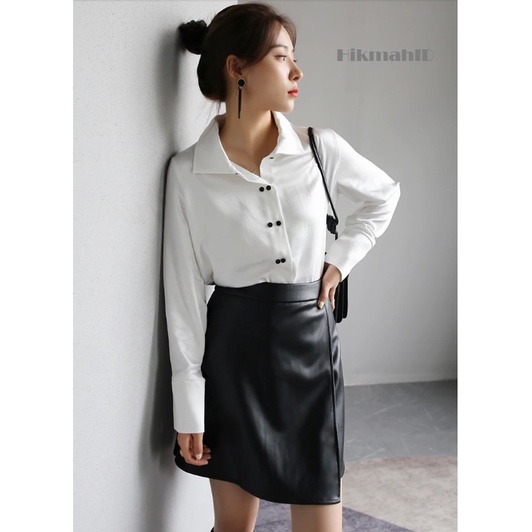 Rok Kulit Imitasi Mini Musim Semi untuk Wanita Rok Kulit Pendek Coklat 2021 Rok Wanita Hitam Lembut Ringan Pinggang Tinggi Rok Kulit Model Terbaru Korean Style