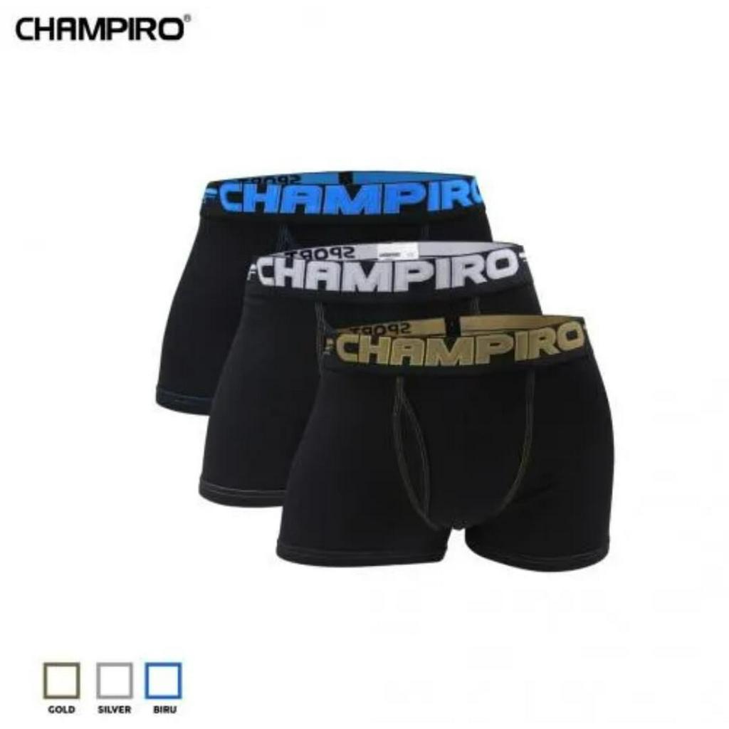 CHAMPIRO 0333 BLACK BOXER ISI 3 PCS CELANA DALAM PRIA KATUN