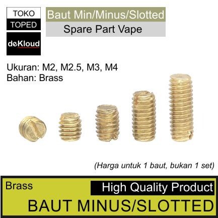 AN Baut SLOTTED - MINUS - MIN Brass | gold M2 M2.5 M3 M4 coil screw tanam