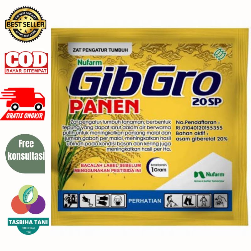 ZPT GIBGRO PANEN 20 SP (1g) ZPT PENINGKAT HASIL PANEN. Asam giberelat GA3 20%