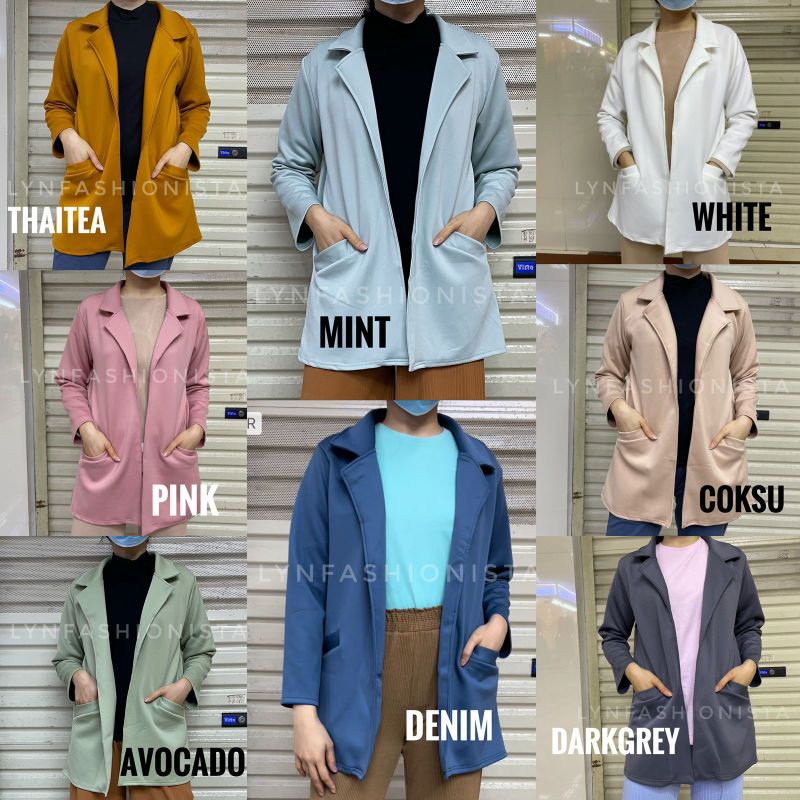 OUTER BLAZER WANITA SCUBA PREMIUM/KARDIGAN KERJA WANITA BASIC POLOS MURAH/ANDINE