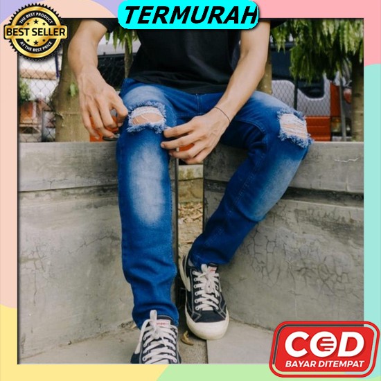 [039] Celana Jeans Lea 606 Standar Reguler Pria Panjang (100% Garansi) Celana Jeans Pria Sobek Lutut