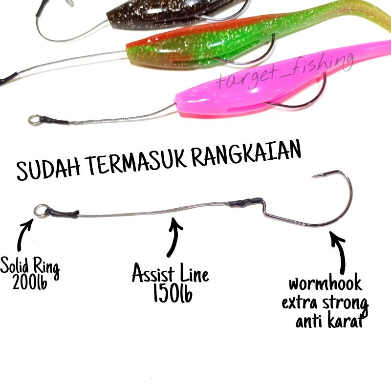 Soft Lure SILENCER 18cm 20gr LENGKAP KEVLAR Umpan Casting Toman Soft Plastic Jerk Bait