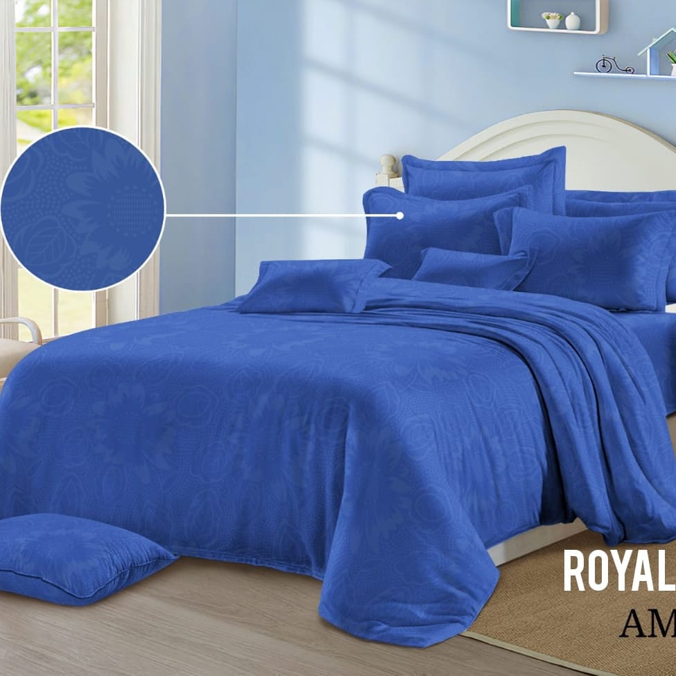 Kain Sprei bahan EMBOSS motif Bunga Biru BCA