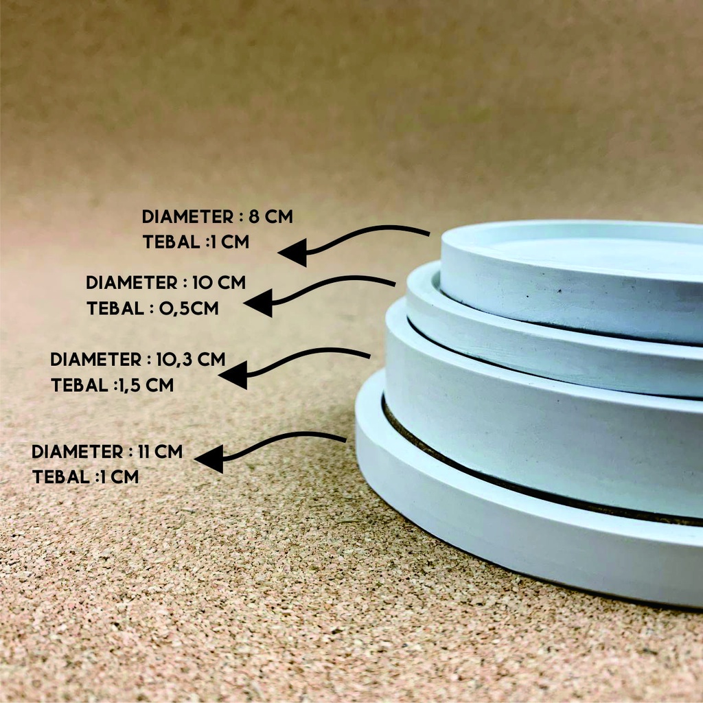 Tatakan/Coaster BULAT MINI D 8 cm Concrete Korea Aesthethic Minimalis Bergaransi ' Tatakan Pot ' Tatakan Pot Semen