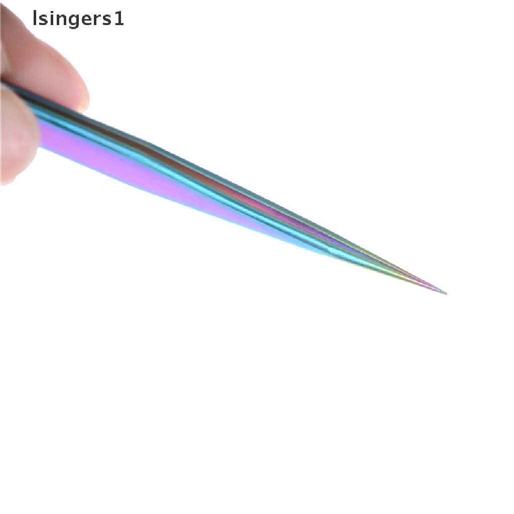 (lsingers1) Pinset Stainless Steel Warna Pelangi Untuk Mengambil Stiker Kuku