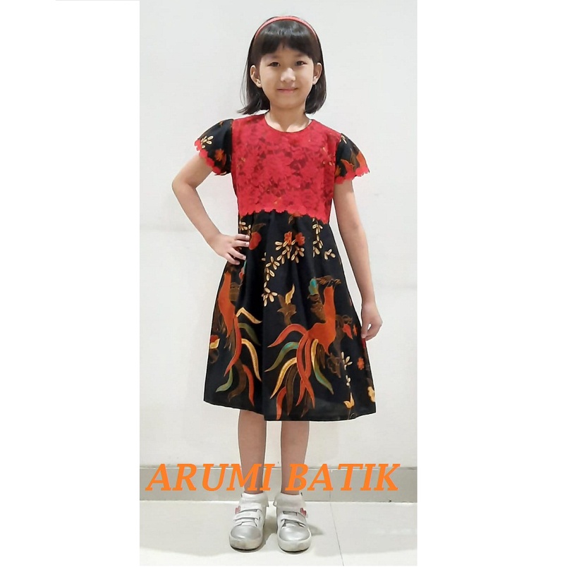 Dress Baju Batik Sekolah Anak Perempuan Balita TK SD PAUD 3003