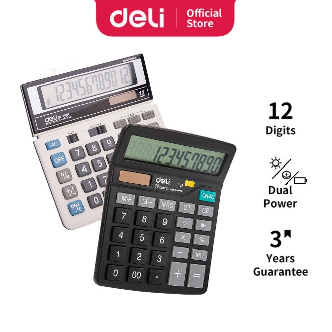 

CODE386 Deli Kalkulator Meja Dual Power 12 Digit Garansi 3 Tahun W837 W868