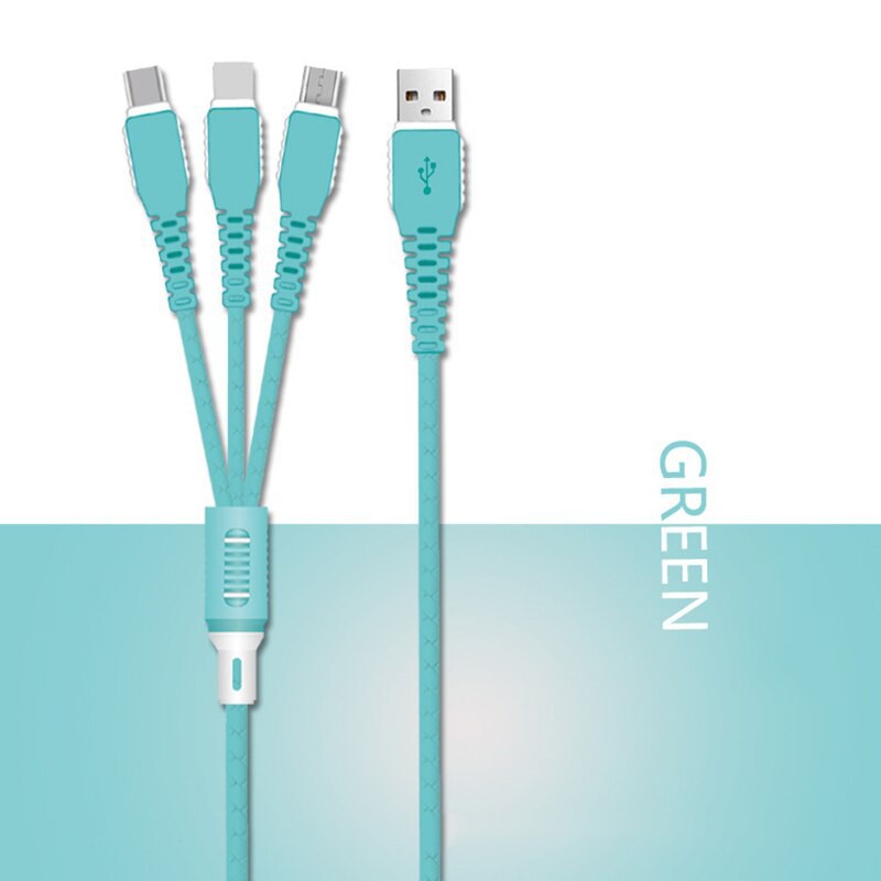 Kabel Data 3 in 1 USB tipe C Micro USB Lightning USB Kabel