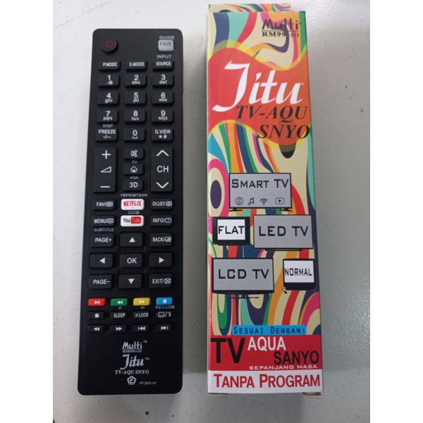 REMOT TV AQUA/SANYO SMART TV/LED/LCD NETFLIX Youtube UNTUK SEMUA JENIS/TIPE