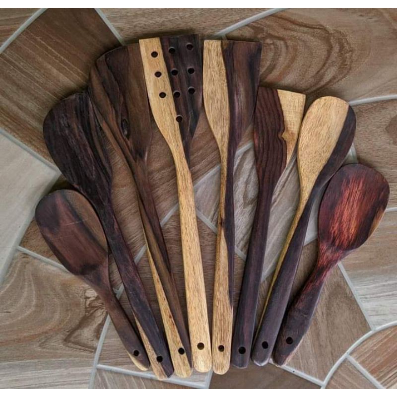 1 set centong kayu nasi/centong kayu sayur/ sutil kayu berlubang/solet