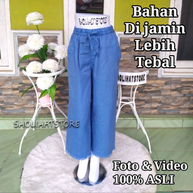 CELANA KULOT RAWIS ALL SIZE TO XL BB 45KG 65KG / CELANA KULOT JEANS RAWIS / KULOT JEANS RAWIS / KULOT RAWIS / CELANA KULOT JEANS RAWIS / CELANA KILOT WANITA MODEL RAWIS / CELANA PANJANG WANITA PINGGANG KARET / KULOT SEMI JEANS RAWIS