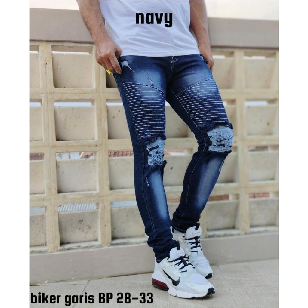 GEVAR  Celana Jeans Bikers Sobek Premium Pria