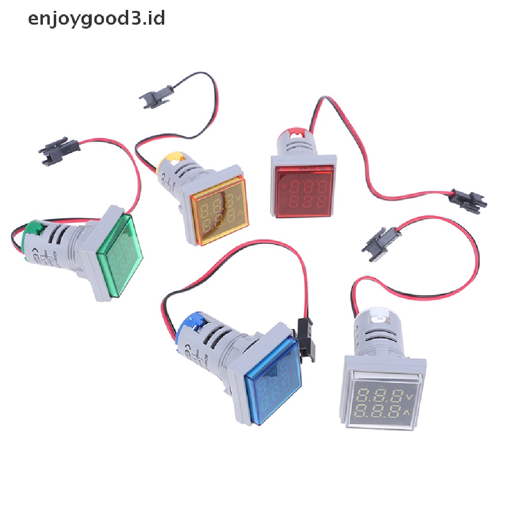 Voltmeter Ammeter Digital Dengan Layar Led Ganda Ac 60-500v