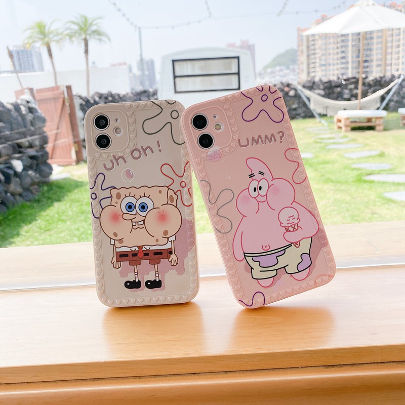 Love Frame SpongeBob &amp; Patrick Star Soft Case HP OPPO A53 A33 A31 A5 A9 2020 A15 A15S A35 A16 A54 A55 A3S A52 A92 A57 A39 F1S F9 Pro A7 A5S A12 A11K F11 K3 K5 Reno 5 Realme C1 X XT VIVO Y11 Y12 Y12i Y15 Y17 Y12S Y20 Y20A Y20S Y20i Y50 Y30 Y30i Y83 Y81 Y91