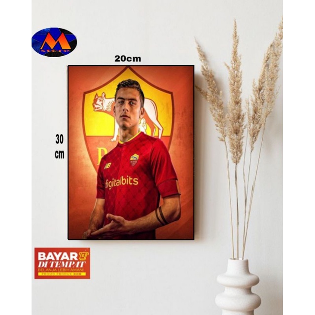 Hiasan dinding tema dybala/poster kayu paulo dybala/hiasan dinding as roma/walldecor