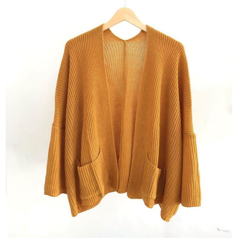 OVERSIZE LAVELLA PREMIUM CARDIGAN RAJUT TEBAL-Mustard