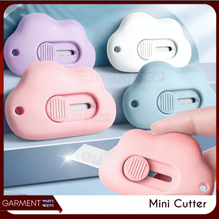 

Cutter Mini Lucu Model Awan Pembuka Paket Estetik Pisau Silet Portable Pemotong Solasi Lakban Kertas Warna Warni