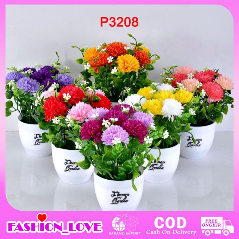 COD/ HMPU TANAMAN BUNGA HIAS POT TANAMAN HIAS DEKORASI RUMAH DAN BUNGA PLASTIK P3208.
