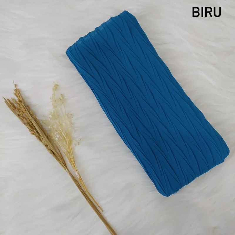 PASHMINA PLISKET PADI ZIGZAG CERUTY (COD)-Biru