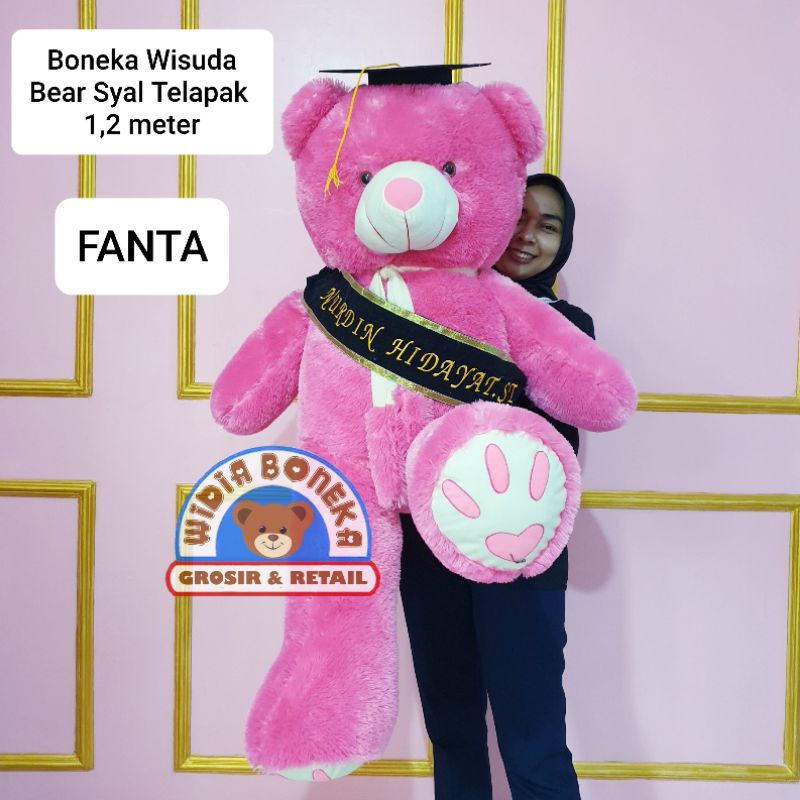 Boneka Wisuda Jumbo Tedy Bear Syal Telapak 1,2 meter