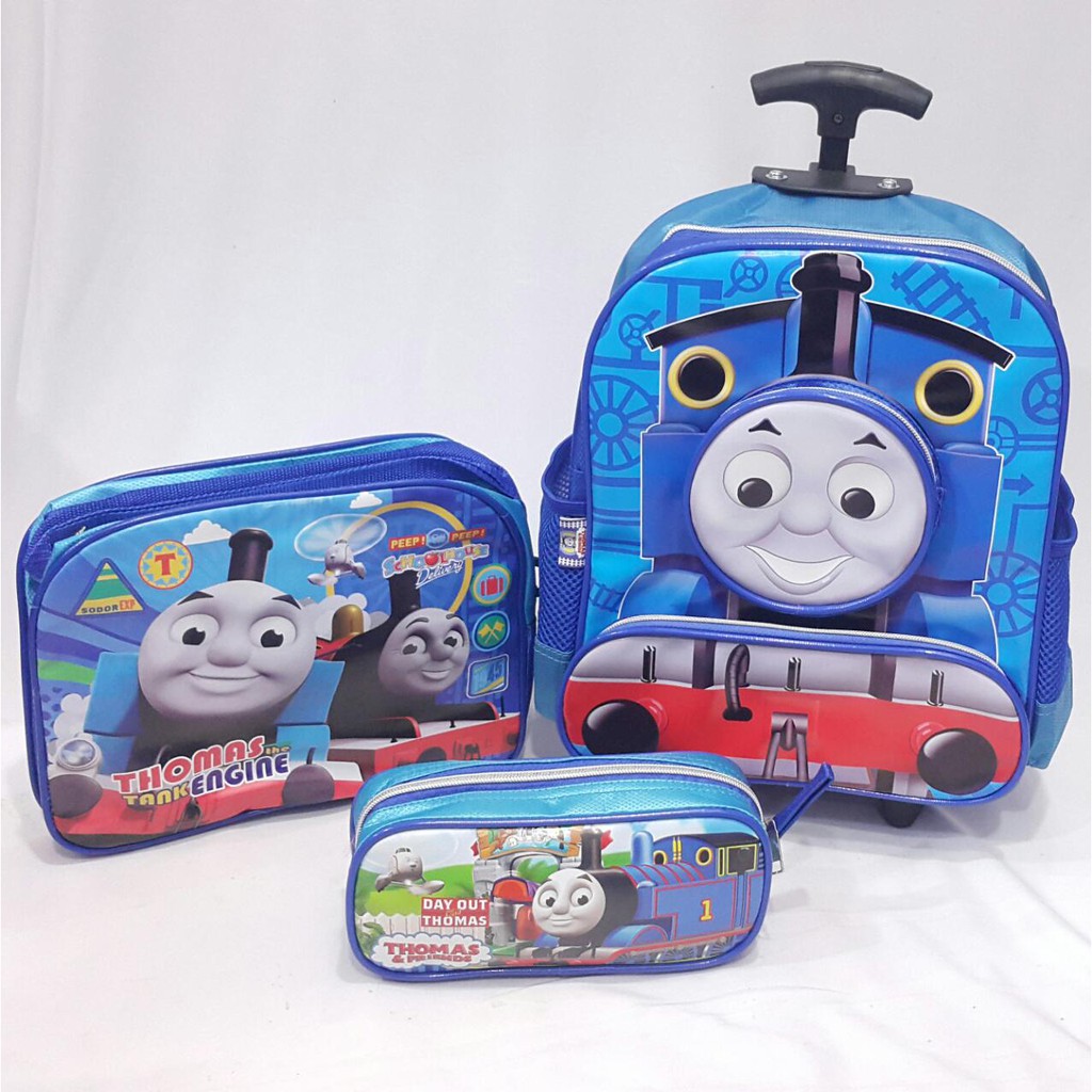 JOYELSY-PROMO TAS TROLY SET 3IN1 TK THOMAS KEPALA ,SLEMPANG,KOTAK PENSIL