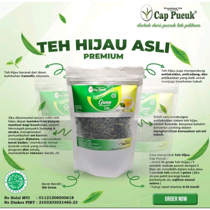 

TEH HIJAU (PEKO SPESIAL)/GREEN TEA CAP PUCUK "PREMIUM