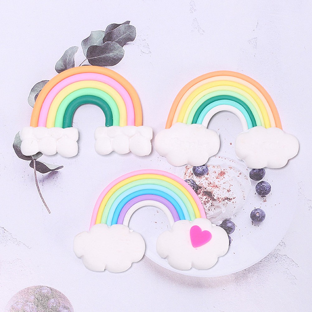 CHARMS Tk Hiasan Bahan Polymer Clay Desain Pelangi Menarik Untuk Properti Fotodekorasi Micro Landscape
